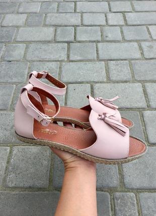 Босоніжки жіночі m.kraft 0532 косичка пудра (літо шкіра натуральна)