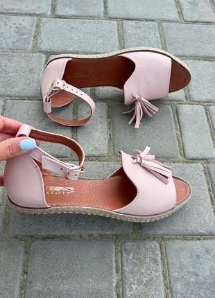 Босоніжки жіночі m.kraft 0532 косичка пудра (літо шкіра натуральна)7 фото