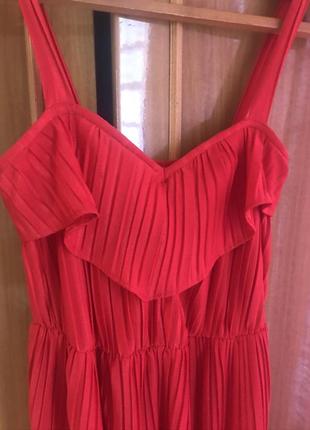 Красный сарафан, красное платье, яркий летний сарафан- плиссировка  миди- длины3 фото