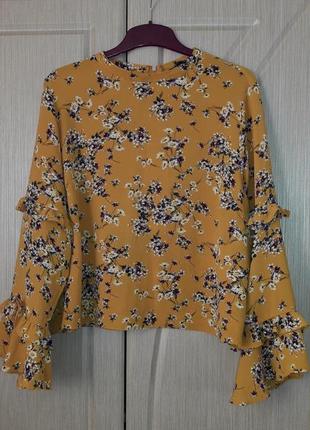 Блуза с воланами горчичного цвета primark2 фото