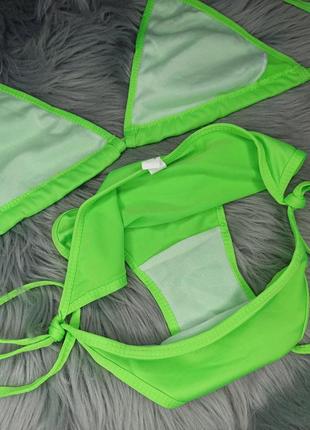 Купальник зеленый неоновый салатовый раздельный шторки с карманами для пуш апа5 фото