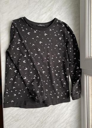 Чорний принт светр, джемпер кофта colins жіночий весна осінь демі бавовняний