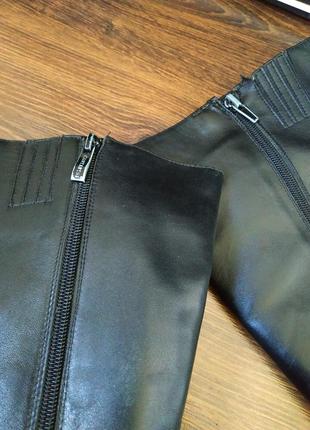 Сапоги кожаные зимние на цигейке cantarini узкий носок на квадратном каблуке4 фото
