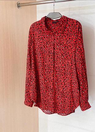 Стильная красная блуза рубашка esmara леопардовый принт2 фото