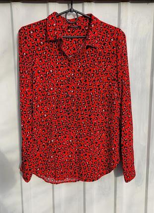 Стильная красная блуза рубашка esmara леопардовый принт8 фото
