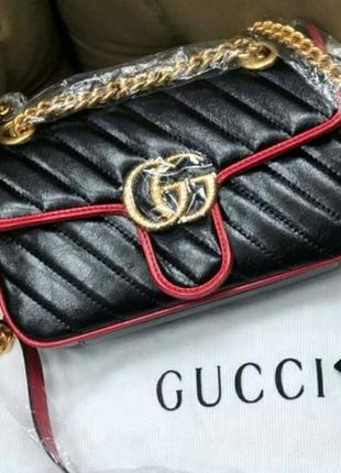 Сумка шкіряна чорна в стилі gucci❣️❣️❣️хіт продажів