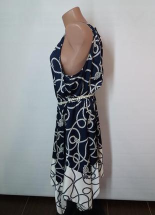 Оригинальное летнее платье с асиметричным низом узор канаты от бренда george3 фото