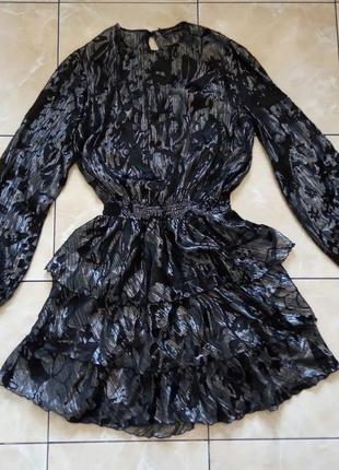 Шелковое платье р. м zara серебристо-черное, натуральный шелк3 фото
