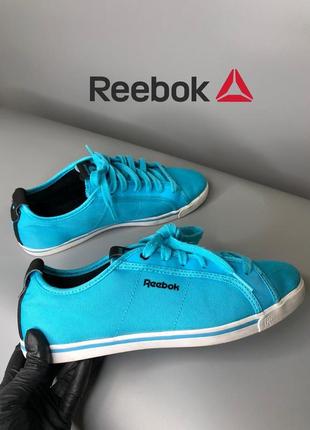 Яркие голубые бирюзовые кеды женские кроссовки слипоны reebok j972731 фото