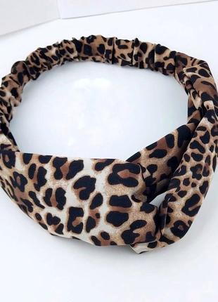 Женская повязка для волос с узлом чалма тюрбан леопардовая