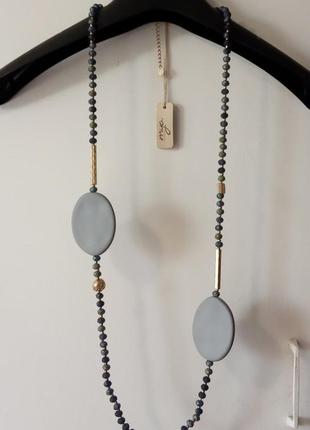 Длинное колье ожерелье бусы mya италия богемный шик премиум бренд3 фото