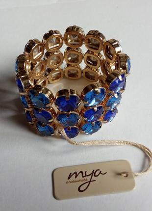 Широкий браслет с кристаллами mya италия премиум бренд3 фото