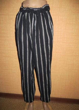Льняные стильные   штаны  в полоску ,лен-коттон,.батал.бангладеш.2 фото