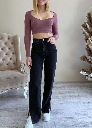 Джинси палаццо прямі чорні білі тренд сезона