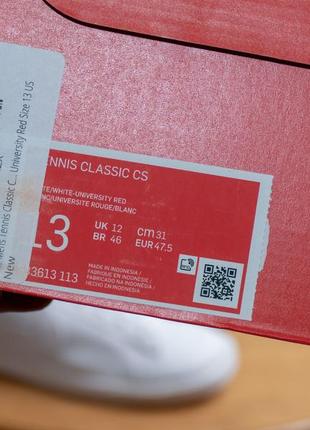 Nike tennis classic cs. белые кожаные кеды, кроссовки, 31см стелька9 фото