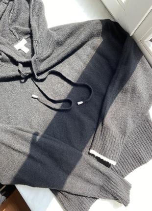 Чёрная капюшонка, кофта, худи, h&m размер с шерсть в составе4 фото