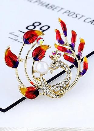 🏵модная нарядная брошь птица, новая! арт. 4183