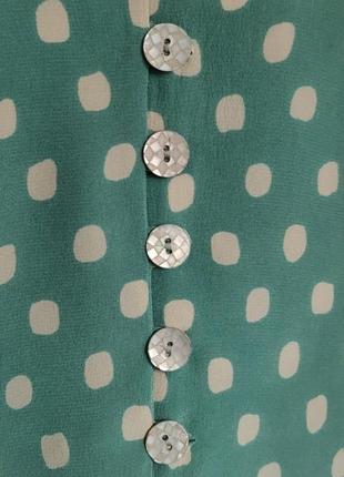 Винтажная блуза рубашка мятный цвет 100% шёлк3 фото