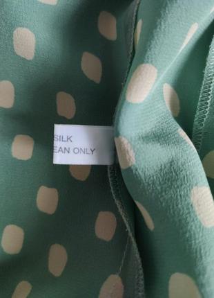 Винтажная блуза рубашка мятный цвет 100% шёлк8 фото