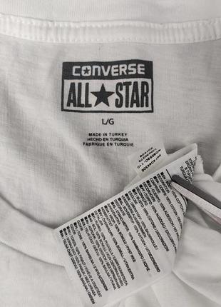 Футболка мужская стильная с большим логотипом белая на лето converse all star3 фото