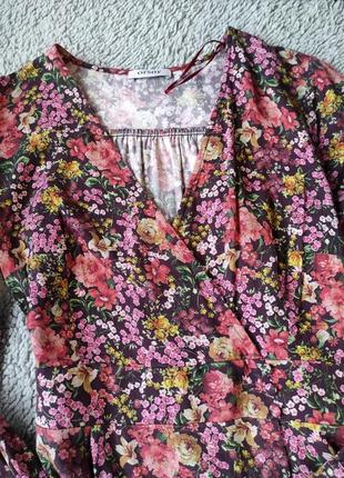 Квіткове плаття сукня міді з рукавами7 фото