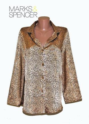 Атласная пижамная кофта леопардовый принт marks & spencer размер 8-104 фото