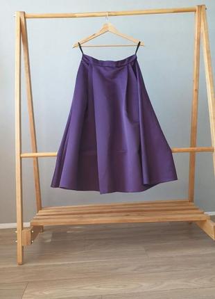 Атласная фиолетовая юбка солнце-клеш2 фото