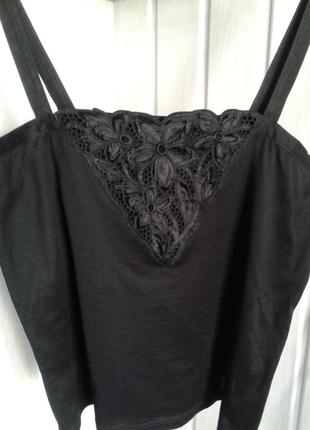 Майка черная с кружевом tricosi хлопок 100% батальный размер хl