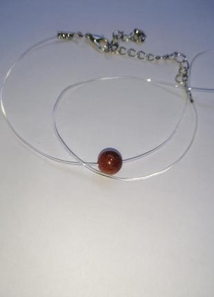 Чокер, колье, ожерелье авантюрин на силиконовом шнурке4 фото