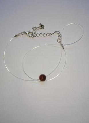 Чокер, колье, ожерелье авантюрин на силиконовом шнурке1 фото