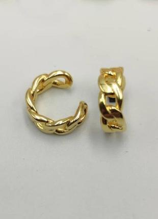 Позолоченные серьги каффы в форме цепи gold plated