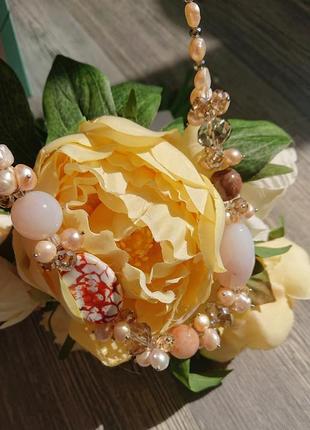 Красивые бусы колье из натуральных камней сердолик агат жемчуг хрусталь ожерелье