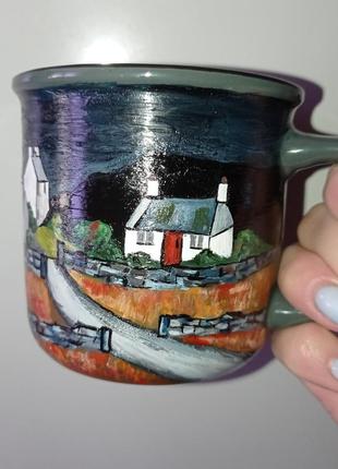 Чашка ручной работы, красивая чашка, чашка с рисунком, расписанная чашка