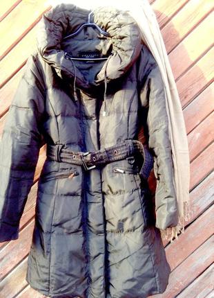 Zara down jacket xl теплий пуховик-плащ від zara