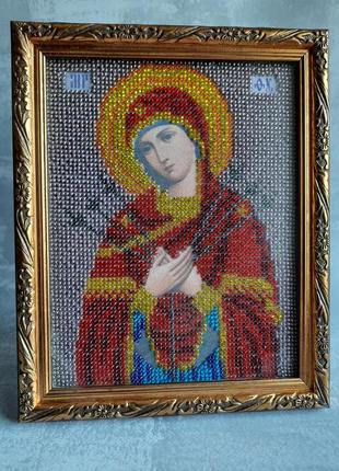 Икона семистрельная. икона вышита чешским бисером. подарок.