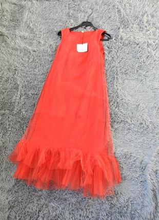 Пишне налядное платі двошарова сітка фатин з воланами рюшами красиво під пояс