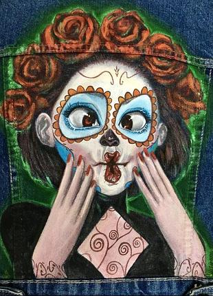 Denim art ручная роспись джинсовая укорочённая куртка
