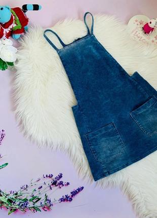 Модный красивый джинсовый сарафан f&ff малышке 8-9 лет3 фото