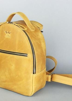 Рюкзак шкіряний жіночий жовтий вінтажний4 фото