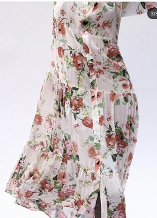 Платье миди длинное платье рубашка в цветочный принт zara оригинал4 фото