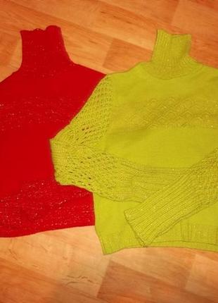 Распродажа свитеров пуловеров водолазок салатная красная р. xs-m2 фото
