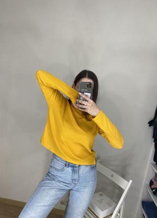 Горчичный гольф в рубчик h&m жёлтая водолазка