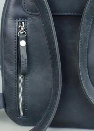 Рюкзак шкіряний жіночий синій вінтажний4 фото