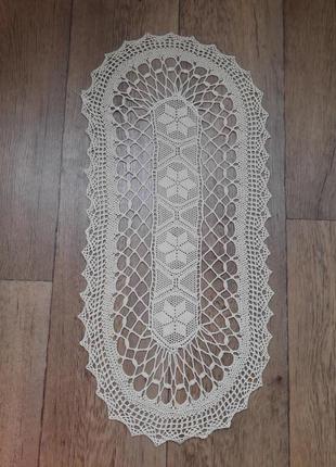 Серветка плетіння овальна біла вінтаж бавовна2 фото