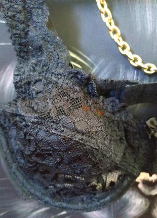 Бюстгальтер лифчик с прозрачным кружевом черный новый 70 с