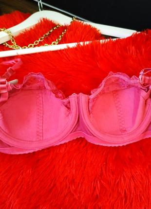 Комплект бюстгальтер лифчик трусики бикини розово-бордовый кружевной новый 75 в4 фото