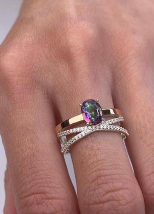 Серебряное кольцо 925пробы с золотой накладкой