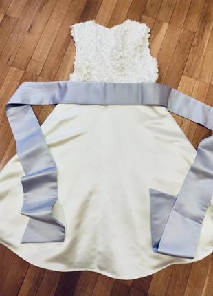 Плаття ошатне для випускного або першого причастку кольору айворі (виспанка)6 фото