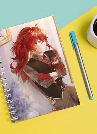 Скетчбук sketchbook для рисования с принтом genshin impact – дилюк
