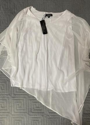 Белая блуза балахон плюс майка  батал2 фото
